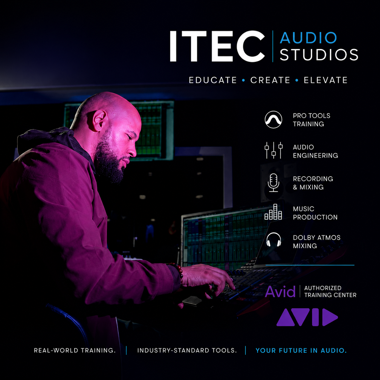 Dolby Atmos mixing studio and immersive audio production workflow